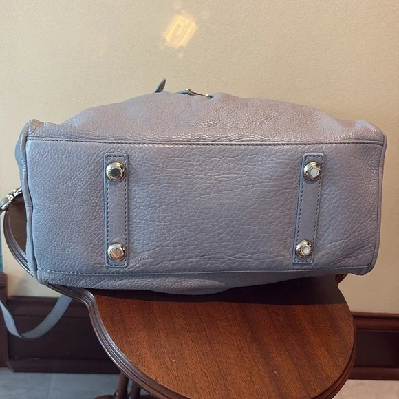 Marc Jacobs  Dome top satchel shoulder bag  Crossbody bag  leather blue gray EUC - Picture 12 of 17